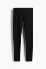 Leggings en punto de algodón suave, de tiro alto con cintura elástica ancha.