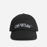 Gorro tipo baseball cap color negro, con el logo "Off-White™" bordado en blanco en la parte frontal.