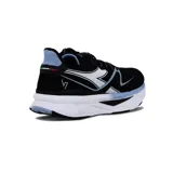 Championes de running Diadora Atomo V7000 de mujer, color negro con entresuela blanca y detalles en celeste y blanco. Diseño aerodinámico con cordones y amortiguación superior.