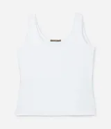Musculosa de poliamida blanca, de corte ajustado, con escote en U y tirantes anchos.
