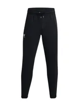 Pantalón de jogging Under Armour color negro, de corte holgado, con cintura elástica ajustable con cordón, bolsillos laterales y logo de la marca en la pierna izquierda.