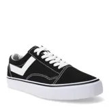 Championes Pony de estilo urbano, confeccionados en lona negra con detalles en blanco. Presentan cordones blancos, suela de goma vulcanizada y el logo característico de la marca en el lateral.