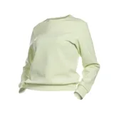 Buzo verde claro de corte estándar, con cuello redondo y puños ribeteados.
