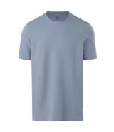 Remera celeste de algodón acanalado, corte slim fit, cuello redondo y mangas cortas.