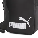 Bandolera negra Puma Phase Portable con logo blanco estampado.