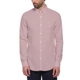 Camisa de hombre color rosado, de manga larga, con cuello botoné y ajuste slim fit. Presenta un pequeño logo bordado en el pecho.