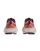 Championes Hoka Bondi 8 color rosa con detalles en marrón.