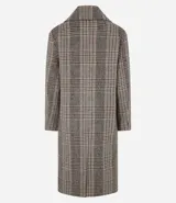 Saco trench coat largo de polivelour con estampado de cuadros, solapa en el cuello y abotonadura frontal.