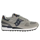 Championes Saucony Shadow Original de hombre, color gris con detalles en azul marino y naranja.