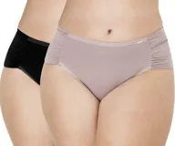 Pack de dos bombachas de tiro medio, una negra y una beige/rosada, confeccionadas en modal orgánico con laterales dobles para mayor comodidad.