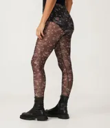 Pantalón legging de malla con cintura alta y estampado floral.