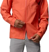 Campera cortaviento impermeable y transpirable Columbia Trailborne 2.5L Shell, plegable y compacta, combinada en color gris y naranja.