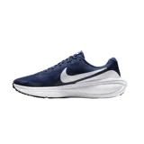 Championes de running Nike Revolution 8, color azul marino con logo lateral y suela en blanco.