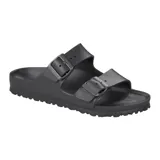 Sandalia Birkenstock modelo Arizona, fabricada en material EVA ligero y flexible, con diseño de dos correas ajustables con hebillas y plantilla anatómica.