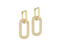 Aros colgantes dorados de acero con micro incrustaciones de circonias.