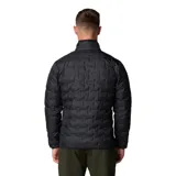 Campera de plumas Columbia modelo Delta Ridge II, color negro, con tecnología HeatSeal™ de construcción sin costuras y forro termorreflectante Omni-Heat™. Presenta cierre frontal completo, cuello alto con protección para la barbilla y bolsillos laterales con cremallera.