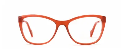 Armazón para anteojos Visionar modelo 201/52, color naranja, de acetato, con forma de ojo de gato.