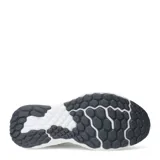 Championes de running New Balance Evoz con tecnología Fresh Foam en la entresuela. Presentan un diseño en color gris oscuro con detalles en verde neón y blanco, confeccionados en malla transpirable con el logo N característico en los laterales.