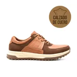 Zapato casual Hi-Tec Byron de cuero color marrón con detalles en marrón oscuro.