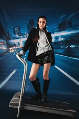 Short de tiro alto negro con lentejuelas, calce ajustado y diseño corto.
