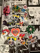 Set de 13 stickers de Las Chicas Superpoderosas, personajes de la serie animada de Cartoon Network.