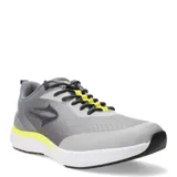 Championes deportivos Topper modelo Asphalt, de diseño técnico con combinación de tonos grises, detalles en amarillo neón en los cordones y suela blanca con base negra.