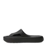 Chanclas Puma modelo Shibui Cat, color negro, con diseño minimalista de una sola pieza y plataforma. Presenta el logo de la marca grabado en el lateral.
