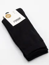 Pack de dos pares de medias negras de largo medio, con diseño de punto liso y puño acanalado.