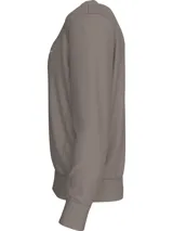 Buzo gris topo de algodón y poliéster con cuello redondo, puños y bajo de canalé. Logo de Calvin Klein bordado en el pecho.