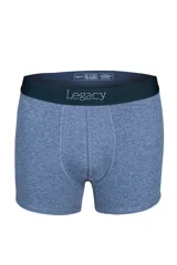 Bóxer de algodón color celeste con cintura elástica con la marca Legacy estampada.