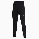 Calzas deportivas negras Puma Liga Baselayer, con logo estampado en blanco en la pierna izquierda.
