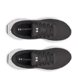 Championes de running Under Armour modelo W Ascend, color negro con suela blanca. Presentan un diseño de malla transpirable con refuerzos sintéticos y el logo de la marca en la lengüeta y el lateral.
