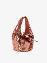 Bolso shopper de hombro plateado cubierto de lentejuelas.