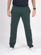 Pantalón deportivo azul petróleo, de corte recto y tiro alto, con cintura elástica ajustable con cordón.