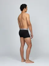 Pack de tres bóxers negros Calvin Klein de microfibra suave y elástica, con cintura elástica blanca con logo de la marca en contraste.