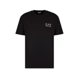 Remera de manga corta EA7 Emporio Armani, color negro, con cuello redondo y el logotipo de la marca impreso en tono dorado en el pecho.