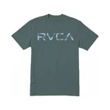 Remera gris con logo RVCA estampado con diseño floral.
