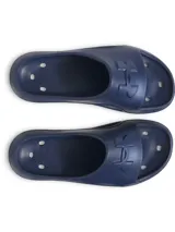 Sandalias tipo ojotas Under Armour modelo Locker V, confeccionadas en una sola pieza de EVA moldeada de secado rápido. Presentan un diseño ergonómico con orificios de drenaje laterales para evitar la retención de agua, plantilla texturizada para mayor tracción y el logo de la marca en relieve sobre la banda superior.