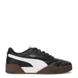 Championes urbanos Puma Tifosi, color blanco con suela de goma color caramelo. Presentan un diseño con costuras acolchadas en la puntera y el logo de la marca en dorado en el lateral.