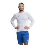 Remera térmica de manga larga Umbro, color blanco, con cuello redondo y ajuste al cuerpo. Presenta el logo de la marca estampado en el pecho.
