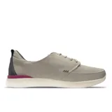 Zapatillas Reef grises con detalles en gris oscuro y fucsia.