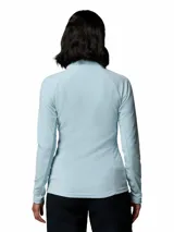 Polar Columbia Glacial IV con media cremallera y cuello alto, confeccionado en suave tejido fleece ligero de color celeste.