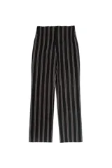 Pantalón de tiro bajo con estampado de raya diplomática y corte recto, diseñado sin trabillas en la cintura.