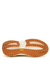 Championes Cat modelo Hasten Mesh para mujer, en color blanco con detalles en tonos tostados y rosados. Presentan capellada de malla y microfibra, suela gruesa de goma dentada y cordones frontales.