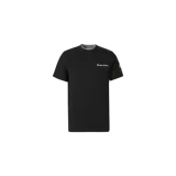Remera Moncler de manga corta en color negro, con cuello redondo y detalle bordado con la inscripción "Moncler Archive" en el pecho.