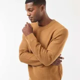 Sweater de punto fino con cuello redondo, diseño liso y mangas largas con puños acanalados.