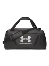Bolso deportivo Under Armour Undeniable 5 Duffle, color gris oscuro y negro, con logo de la marca estampado en el frente. Cuenta con compartimentos organizadores, correas acolchadas y tecnología repelente al agua.
