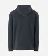 Buzo deportivo de hombre confeccionado en tejido polar (fleece) de color gris oscuro. Presenta capucha con cordones ajustables, bolsillo tipo canguro frontal, mangas largas con puños ajustados y bajo elástico. Su diseño es cerrado y cuenta con una textura suave y cálida ideal para el invierno.