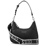 Cartera tipo hobo Guess Berkton color negro, con correa de hombro ajustable y correa bandolera extraíble con logo de la marca.