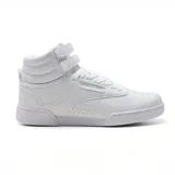 Zapatillas deportivas de caña alta color blanco con doble tira con velcro en el tobillo y cordones.
